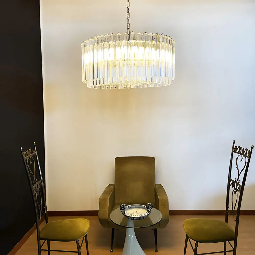 Murano Triedri Round Prisms Transparent Chandelier