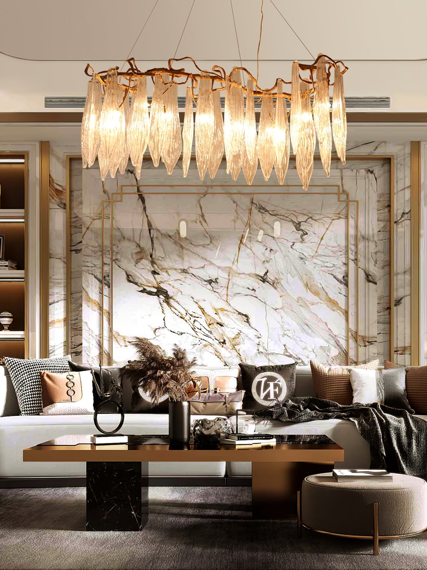 Kyle Niagara Brass Crystal Chandelier 59"L