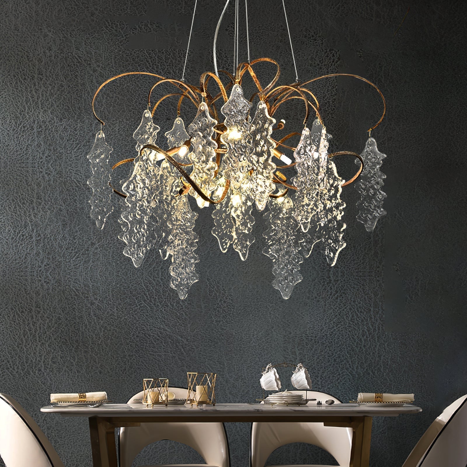 Kyle Luxury Niagara Round Glass Chandelier 23.6" 35.5"D