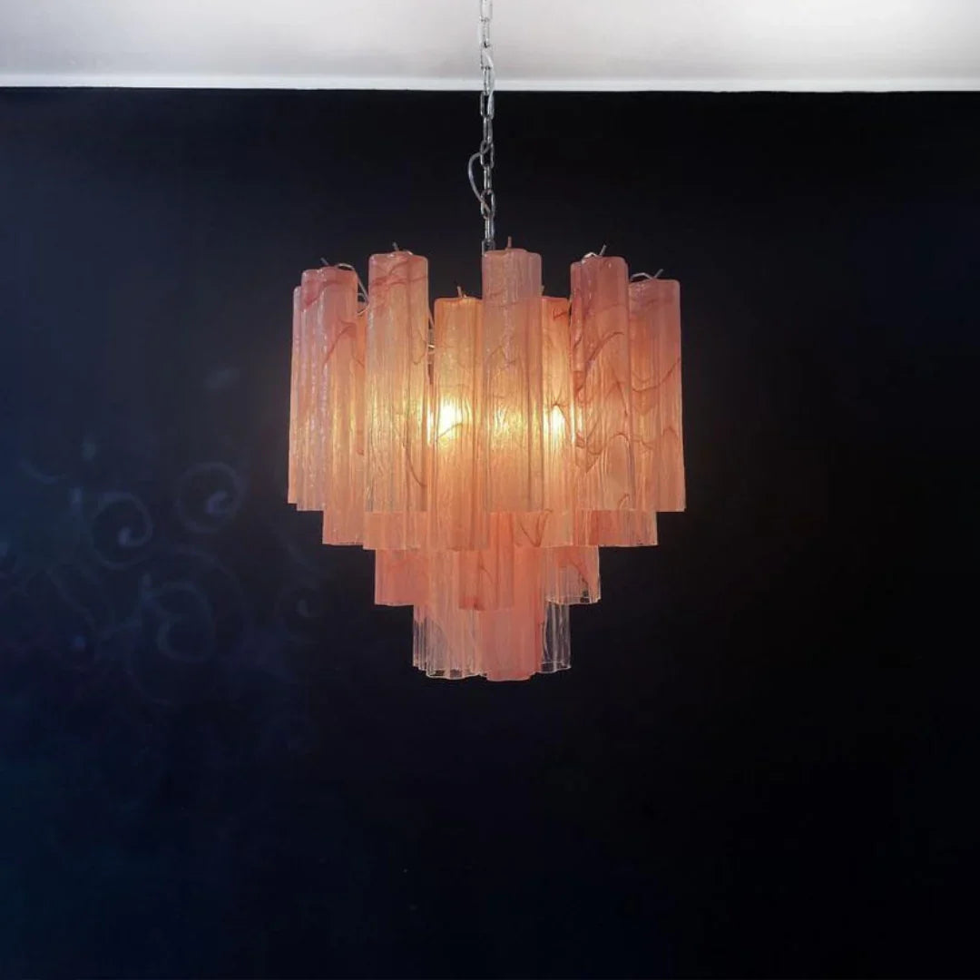 Pink Murano Glass Tronchi Chandelier 22.8"