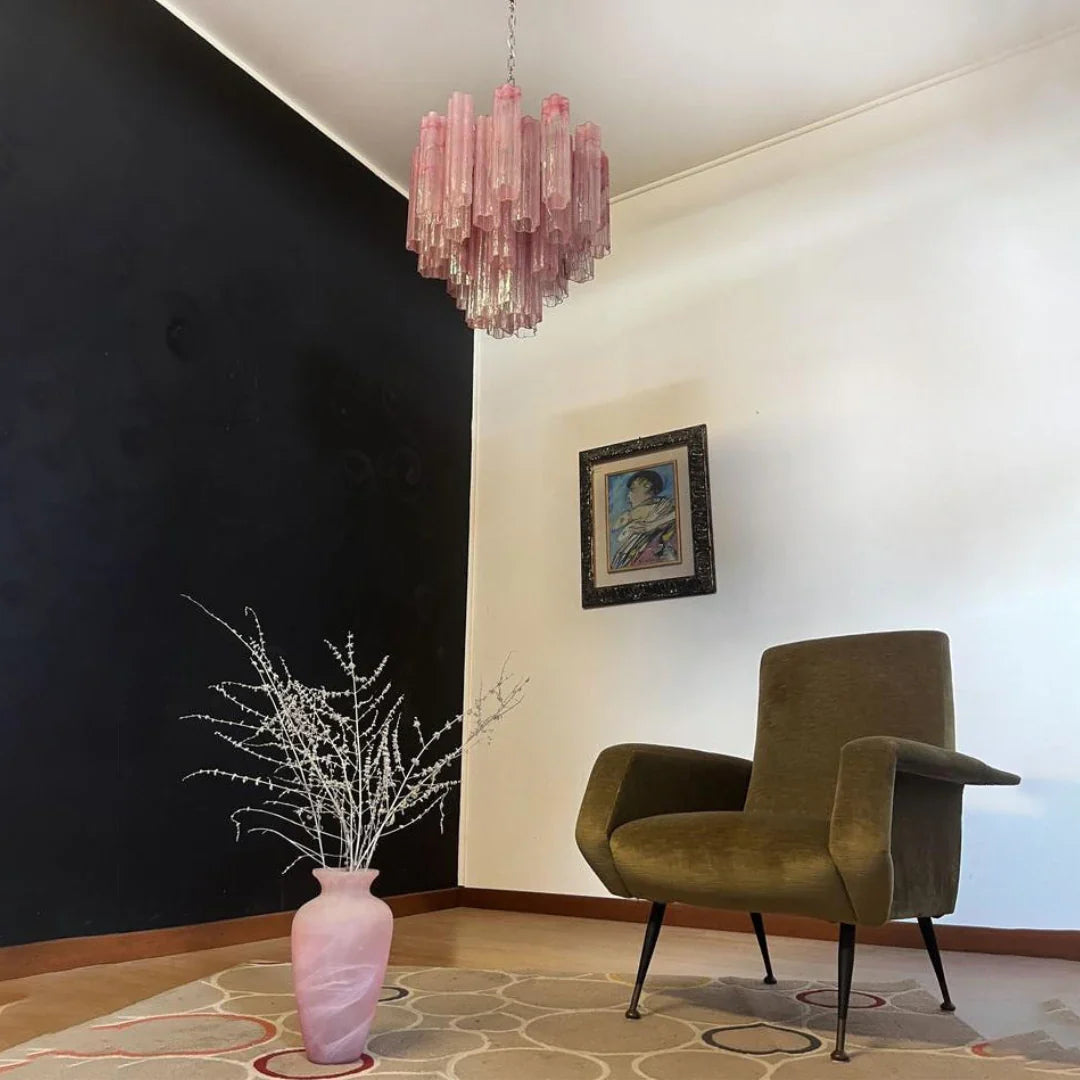 Pink Murano Glass Tronchi Chandelier 22.8"
