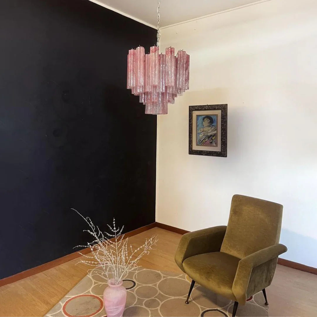 Pink Murano Glass Tronchi Chandelier 22.8"