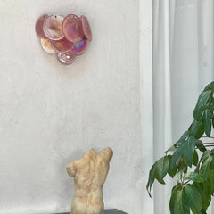 Pink Vintage Murano Glass Wall Lamp 13.4"