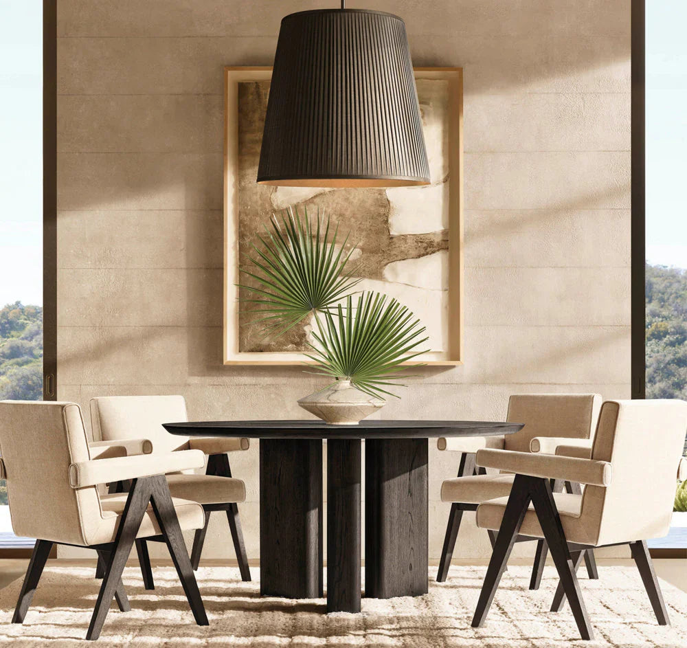 REED BLACK PLEATED BARREL PENDANT 25"