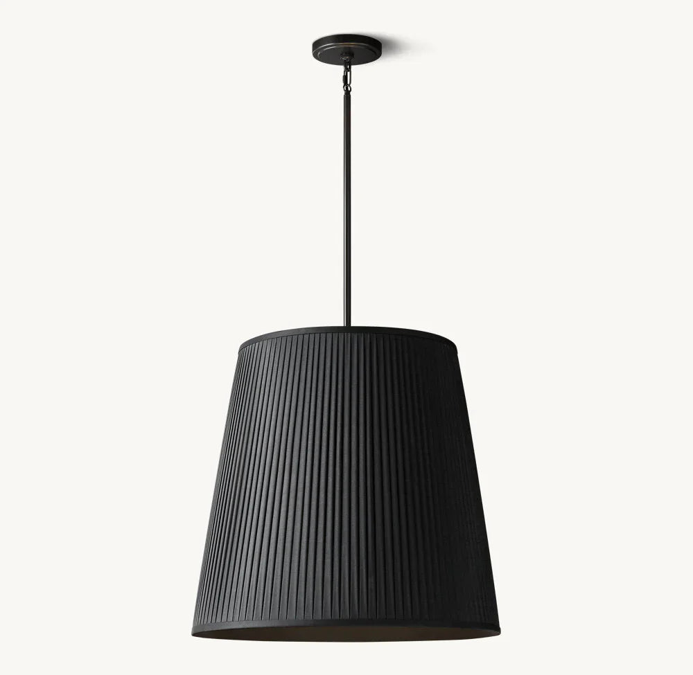 REED BLACK PLEATED BARREL PENDANT 25"
