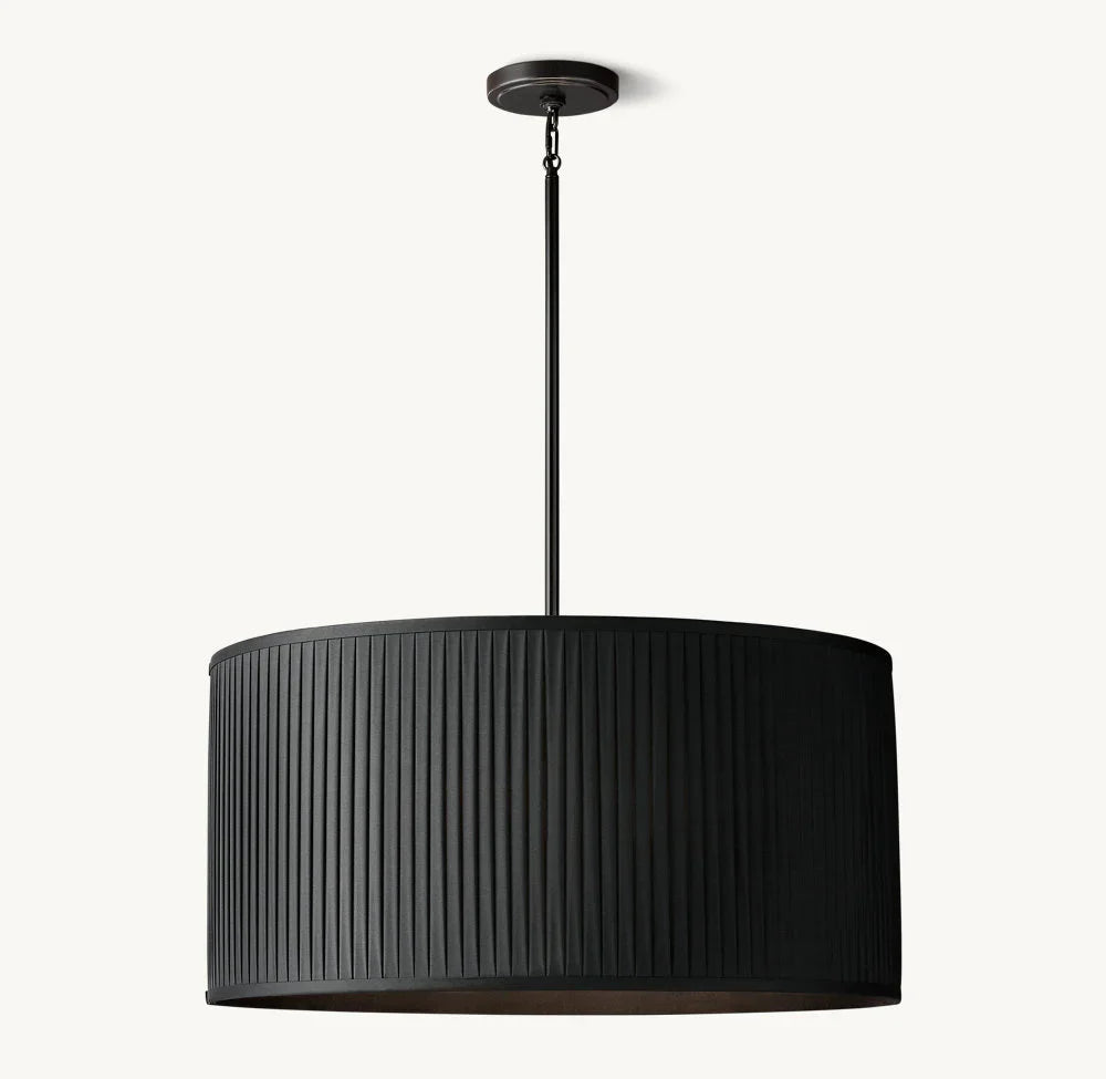 REED BLACK PLEATED DRUM PENDANT