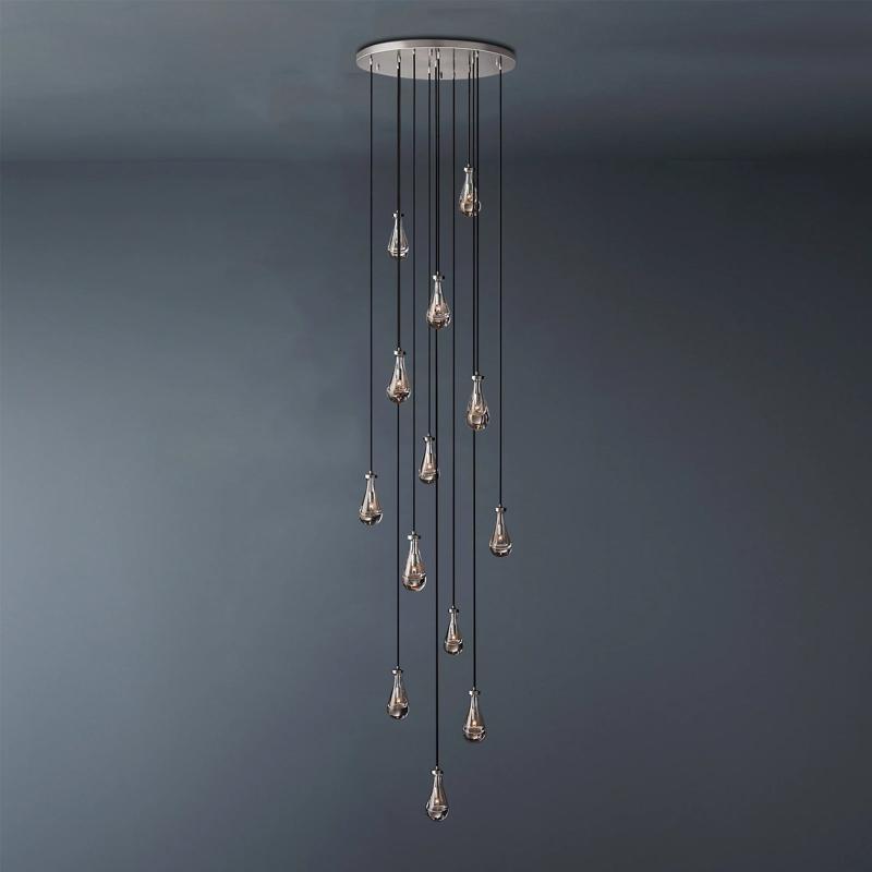 Raindrop Round Long High Ceiling Chandelier Light D36''