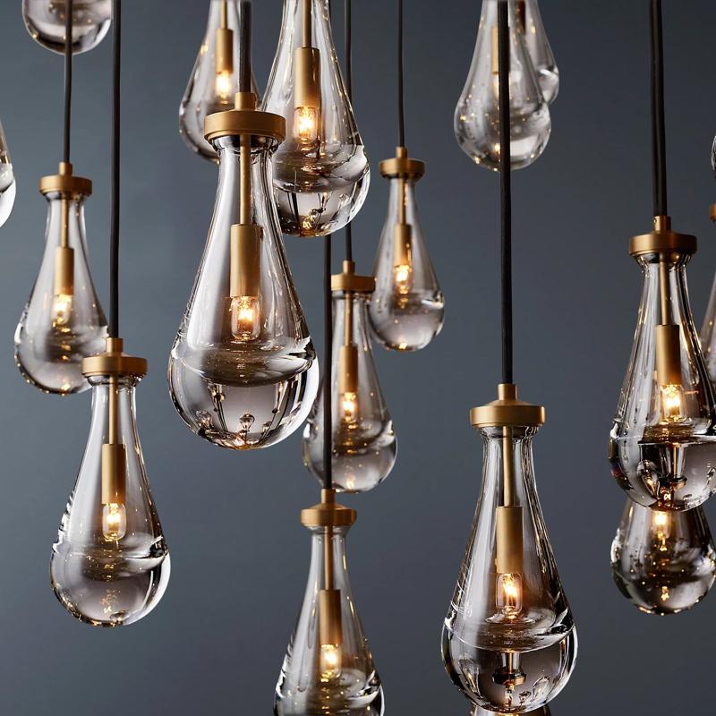 Raindrop Round Long High Ceiling Chandelier Light D60"
