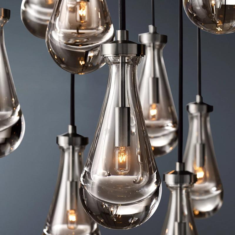 Raindrop Round Long High Ceiling Chandelier Light D36''