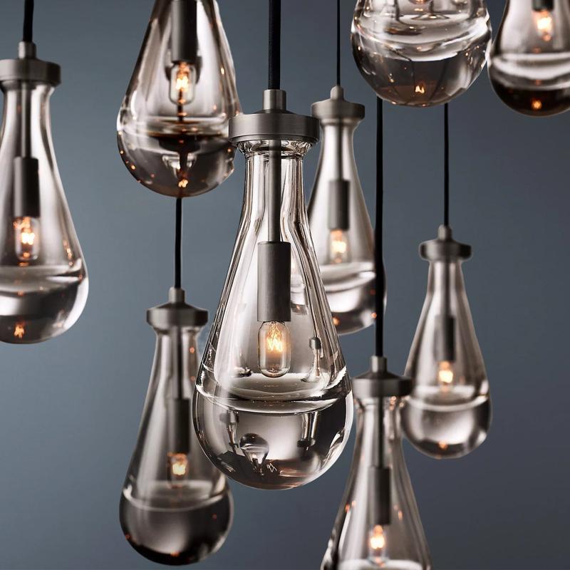 Raindrop Round Long High Ceiling Chandelier Light D36''