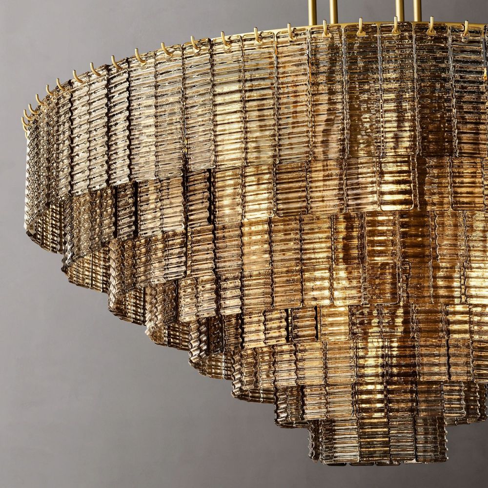 Sirens Amber Glass Round Chandelier 52"