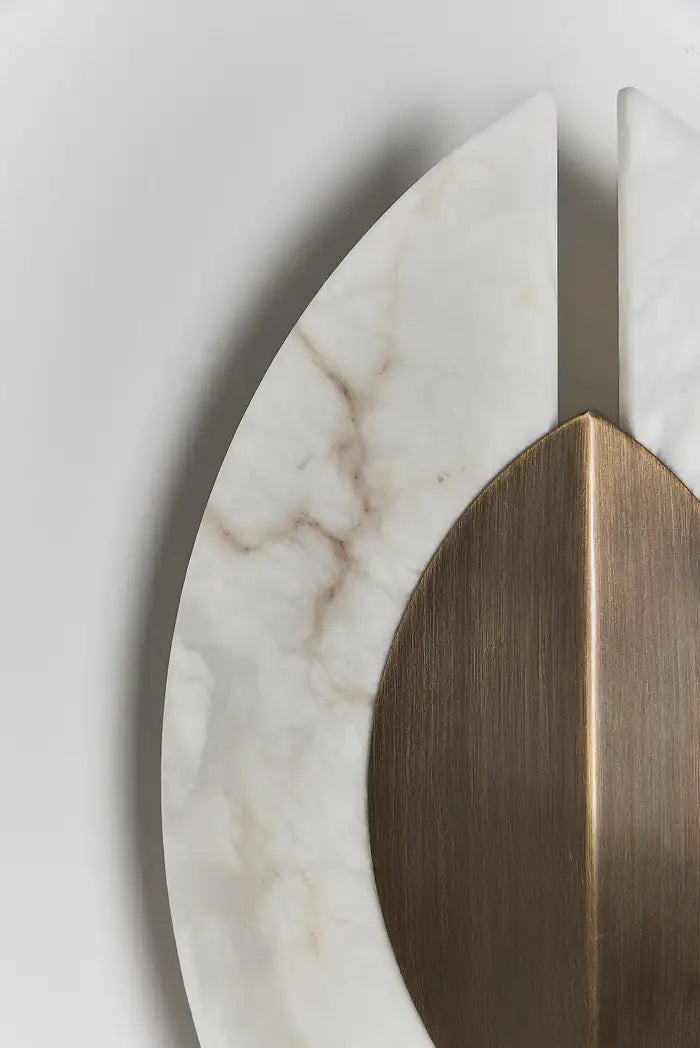 Alabaster Leaves Brass Wall Sconce