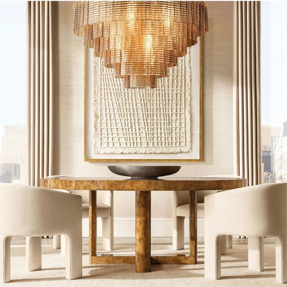 Sirens Amber Glass Round Chandelier 52"