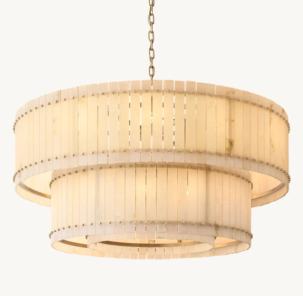 San Marco Alabaster Round Tiered Chandelier 60"