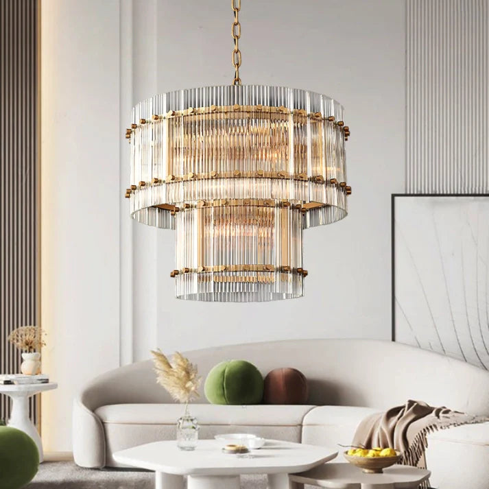San Marco Handmade Glass 2-Tier Round Chandelier 22"