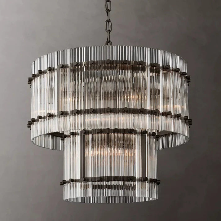 San Marco Handmade Glass 2-Tier Round Chandelier 22"