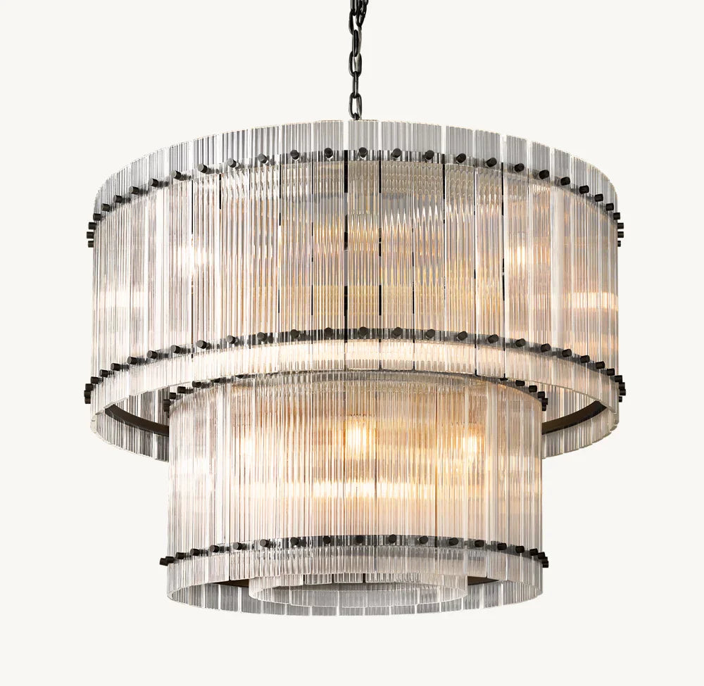 San Marco Handmade Glass 2-Tier Round Chandelier 37"