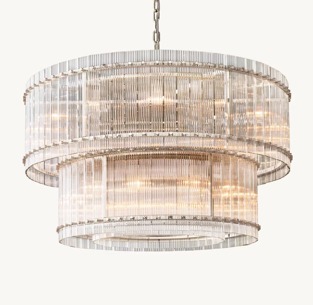 San Marco Handmade Glass 2-Tier Round Chandelier 48"