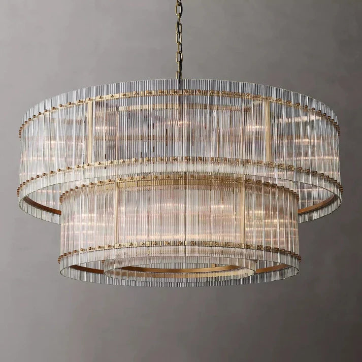 San Marco Handmade Glass 2-Tier Round Chandelier 60"