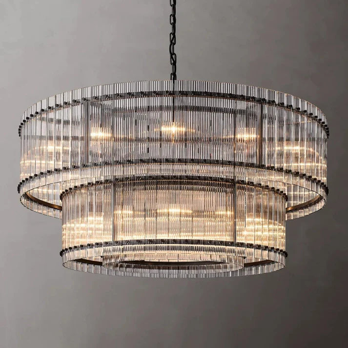 San Marco Handmade Glass 2-Tier Round Chandelier 60"
