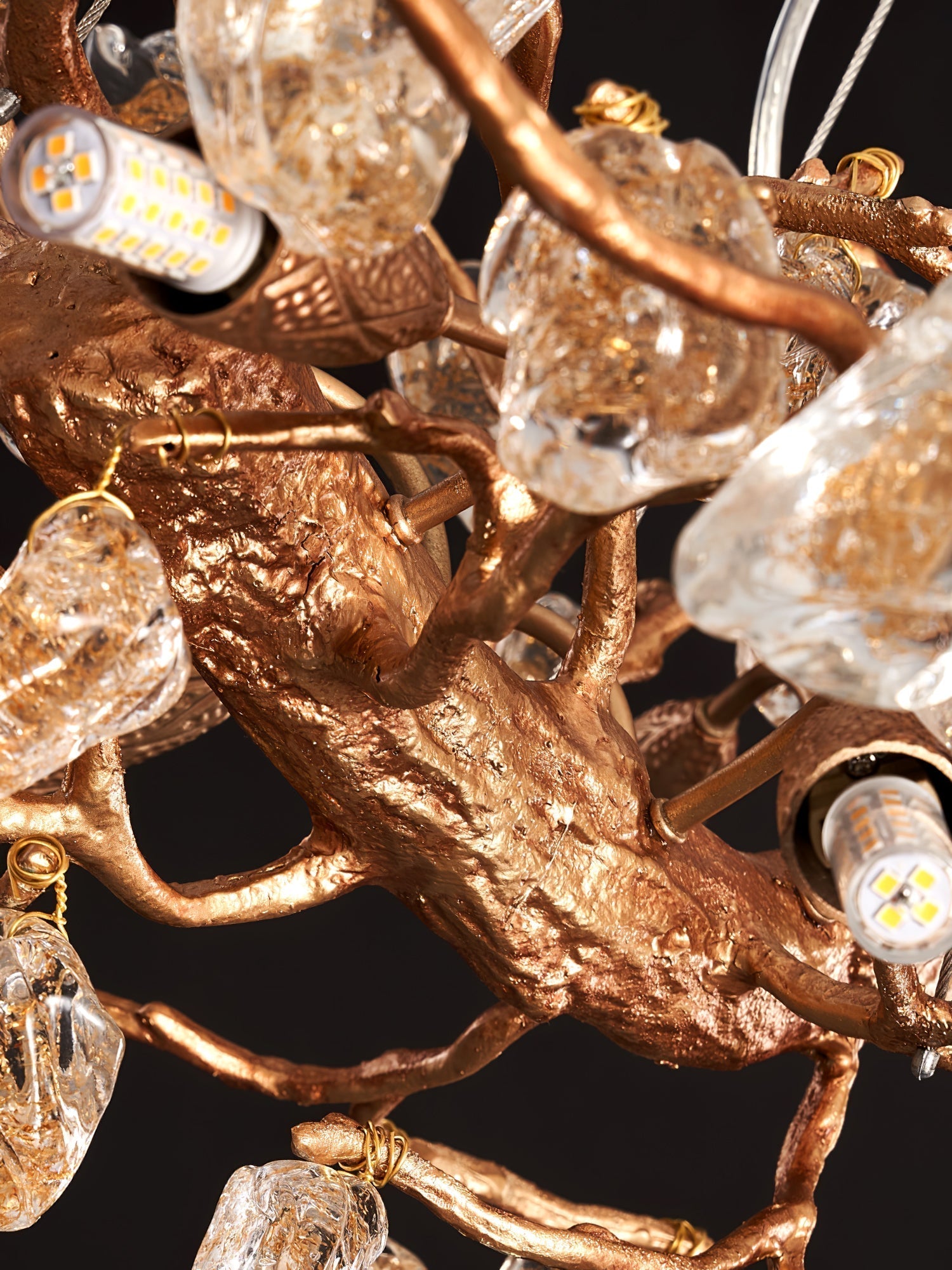 Gold Leaf Crystal Brass Chandelier