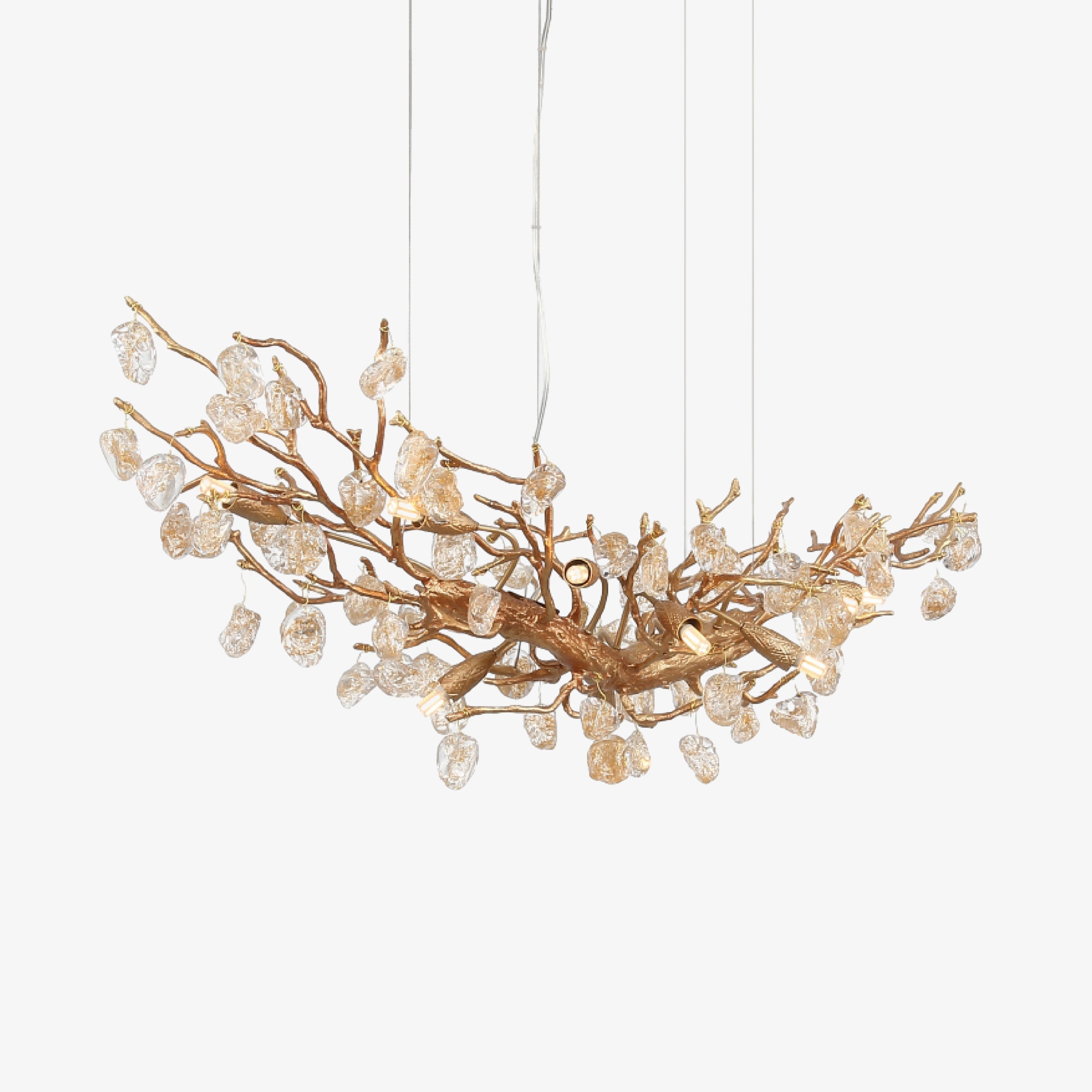 Gold Leaf Crystal Brass Chandelier