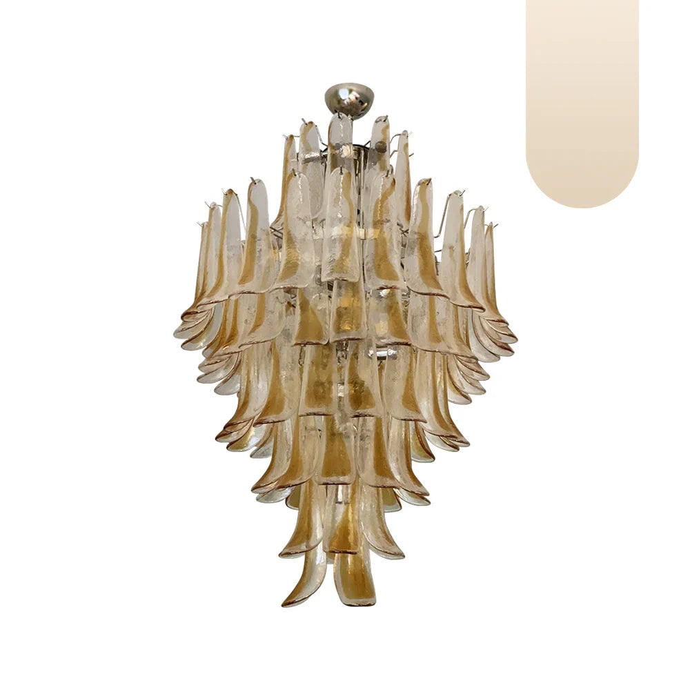 Stunning Murano Amber Glass Petals Chandelier 31.5"