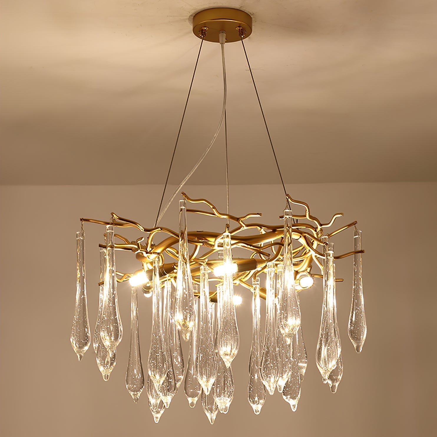 Simsia Teardrop Round Crystal Chandelier 23.6" 33.5" 41.3" 49"D