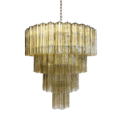 Vintage Murano Amber Glass Chandelier 33.5"