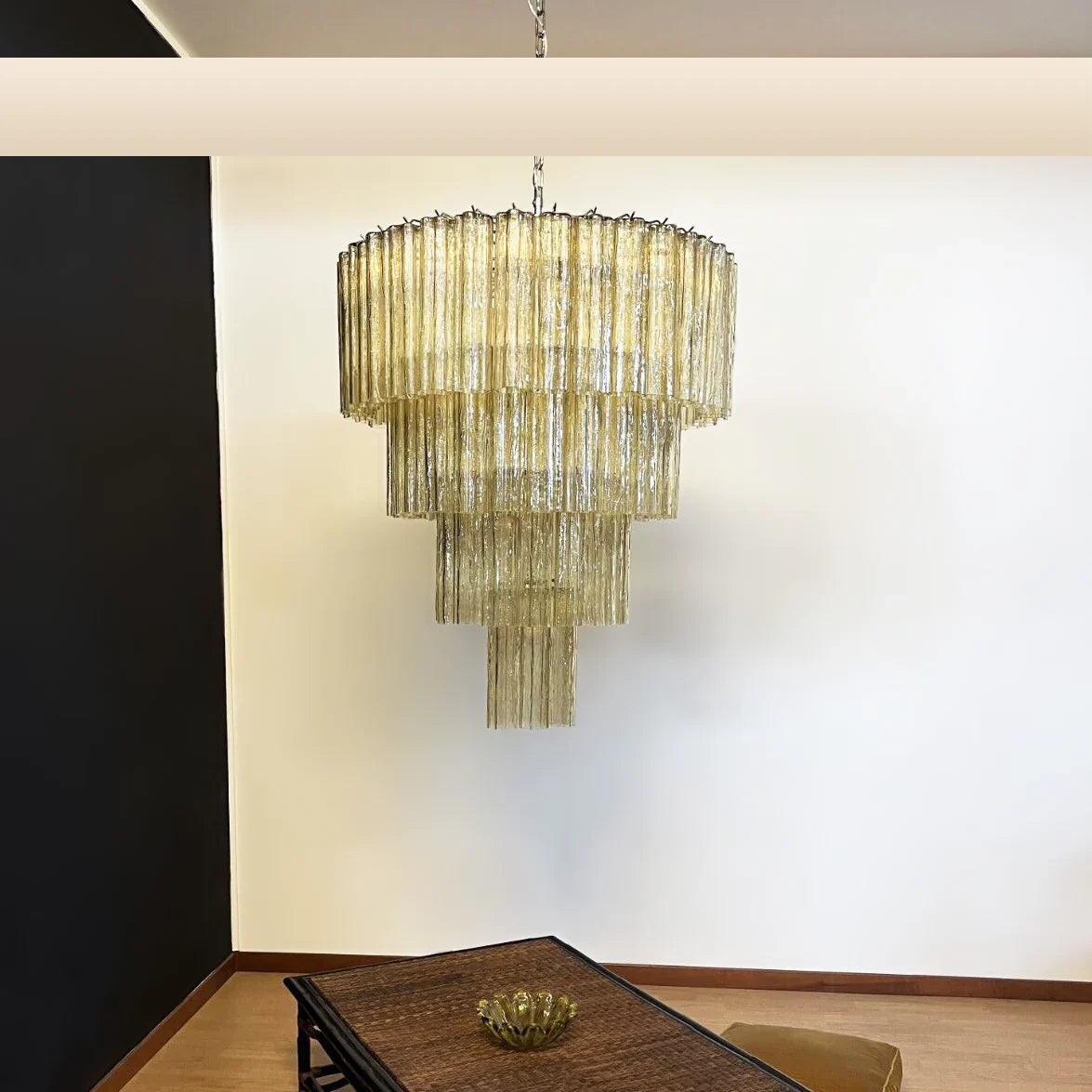 Vintage Murano Amber Glass Chandelier 33.5"