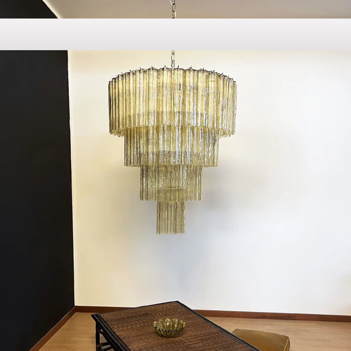 Vintage Murano Amber Glass Chandelier 33.5"