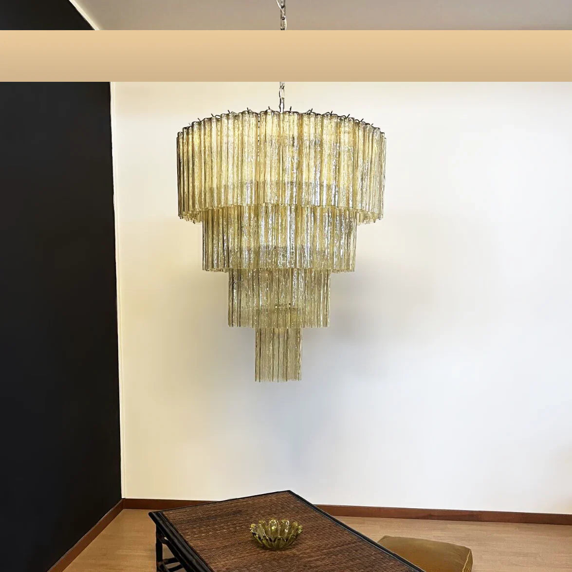 Vintage Murano Amber Glass Chandelier 33.5"