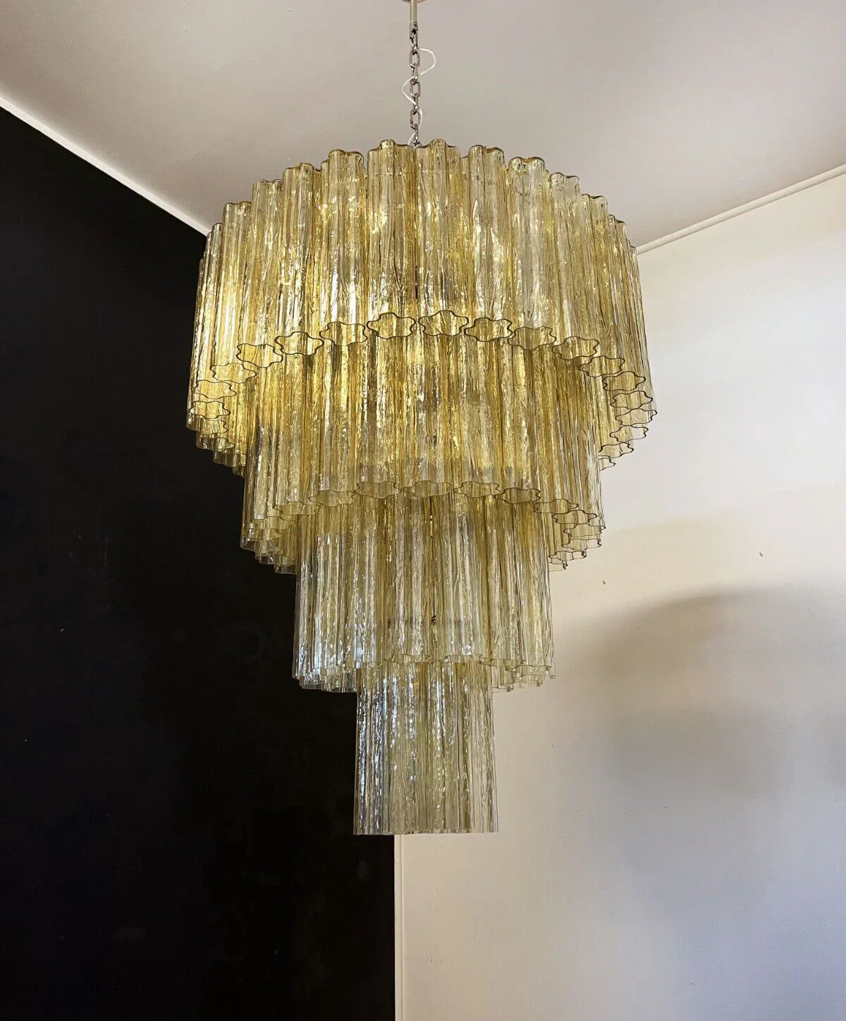 Vintage Murano Amber Glass Chandelier 33.5"