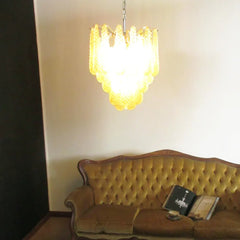 Vintage Murano Amber Glass Petals Chandelier 21.3"