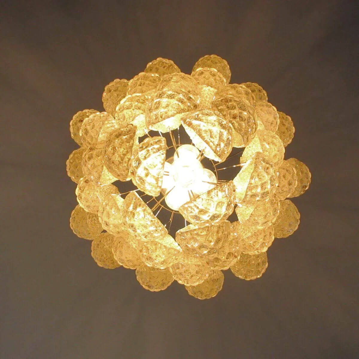 Vintage Murano Amber Glass Petals Chandelier 21.3"