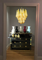 Vintage Murano Amber Glass Petals Chandelier 21.3"