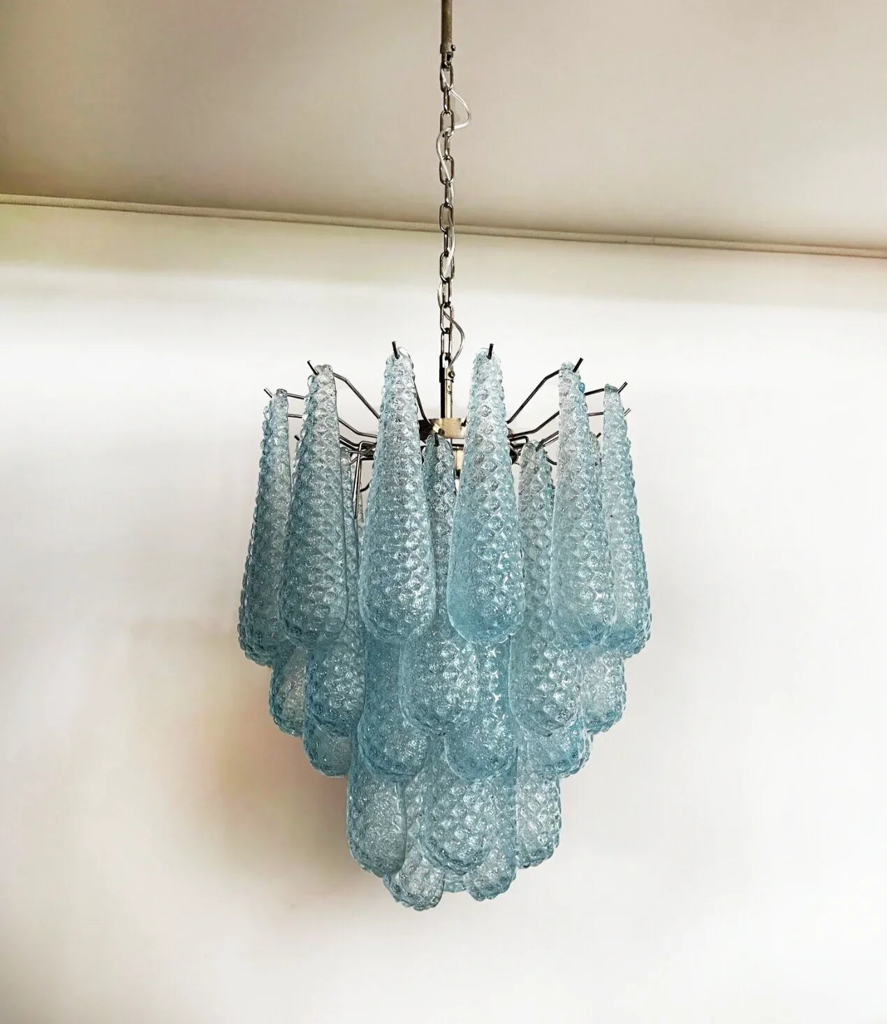 Vintage Murano Blue Glass Petals Chandelier 21.3"