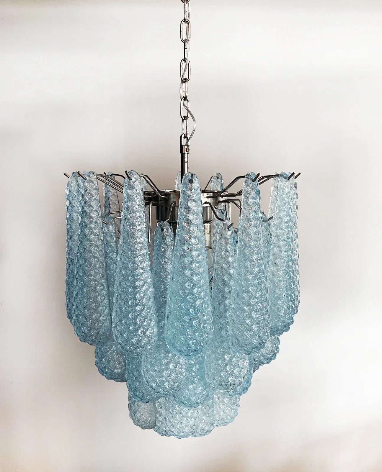 Vintage Murano Blue Glass Petals Chandelier 21.3"
