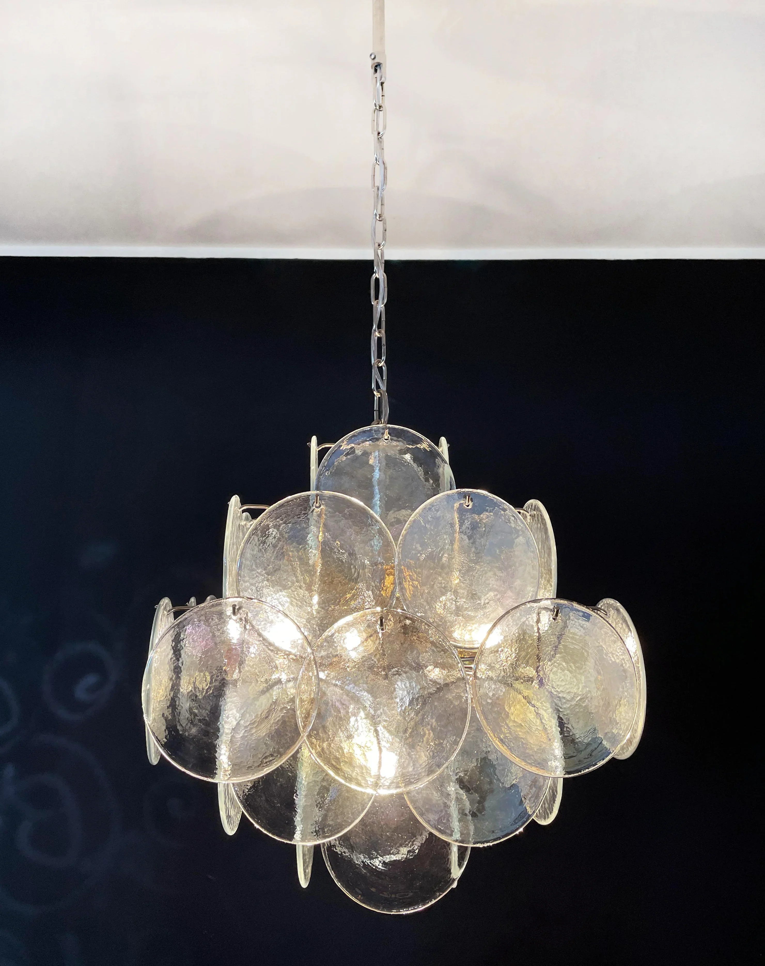 Vintage Murano Iridescent Disks Chandelier 19.7"