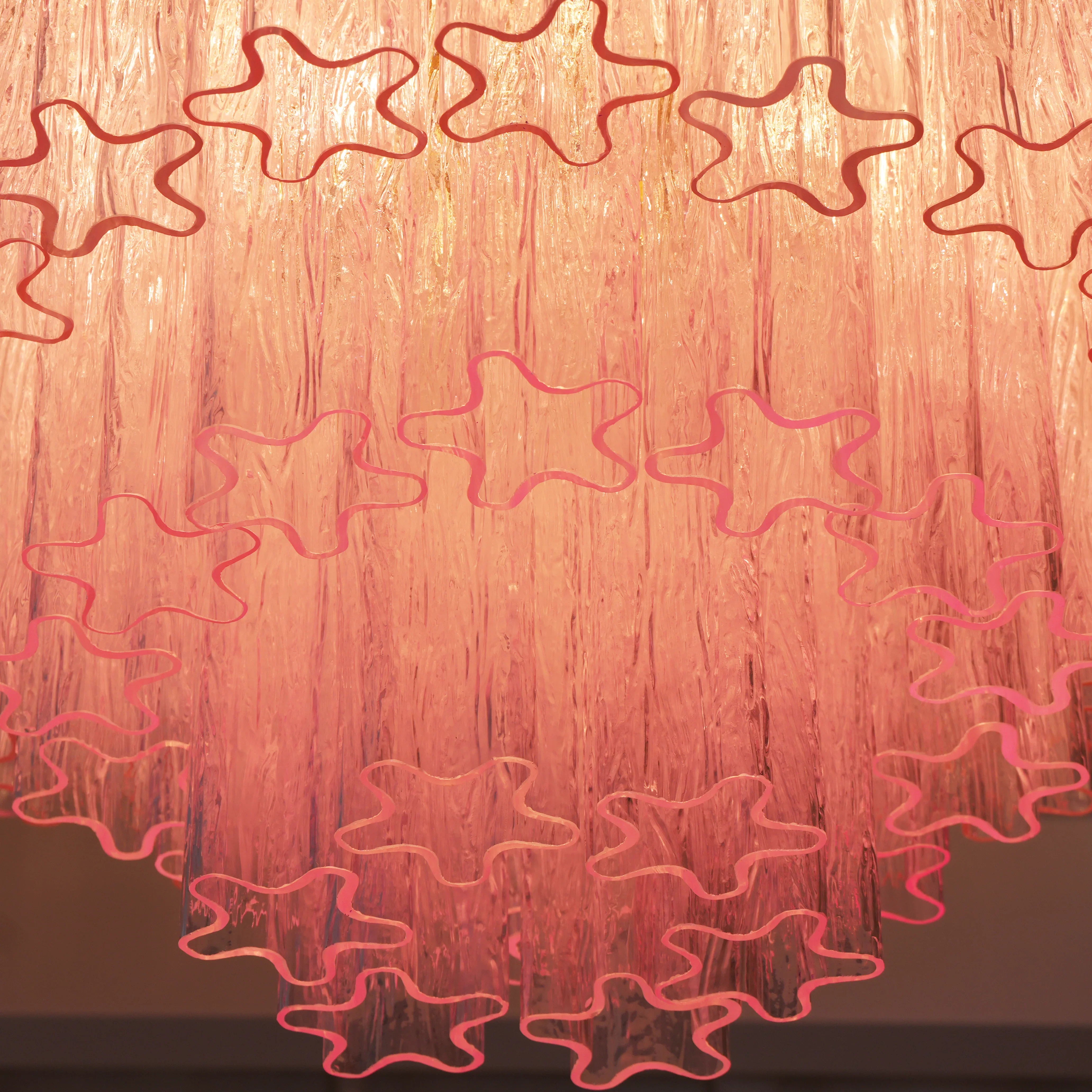 Vintage Murano Pink Glass Ceiling Light 25.6"