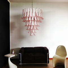 Vintage Murano Pink Glass Petals Chandelier 31.5"