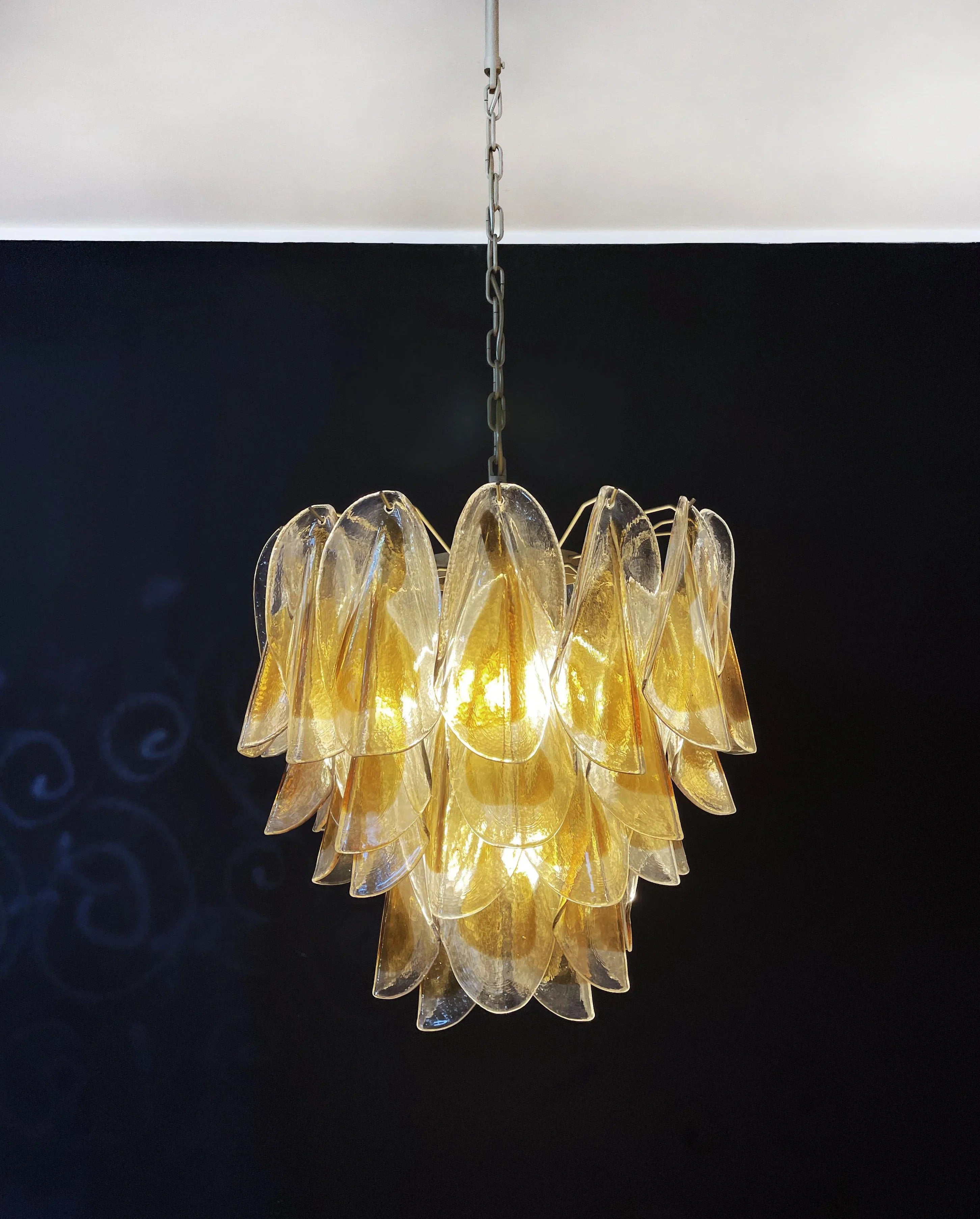Vintage Murano Swallows Amber Glass Chandelier 21.6"
