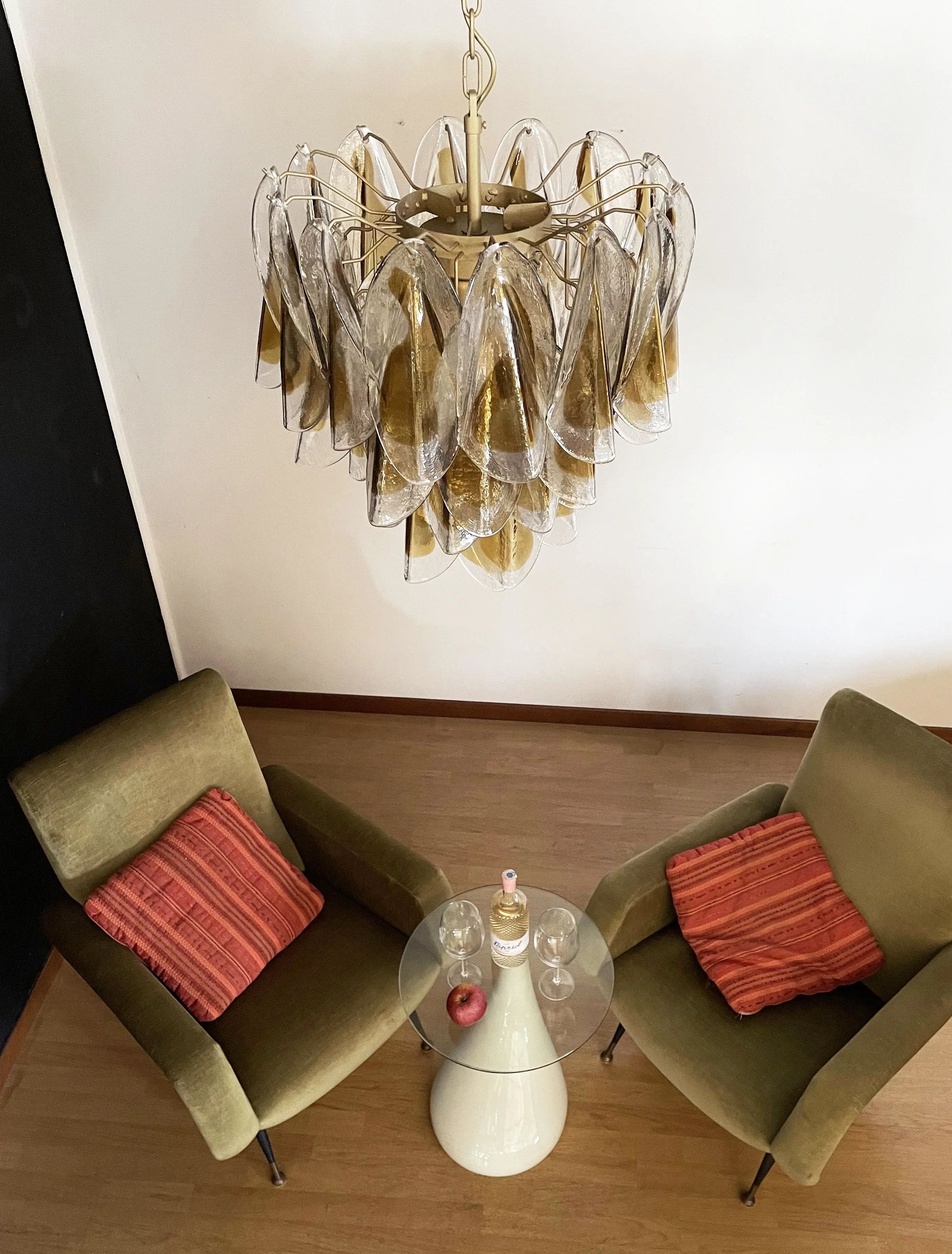 Vintage Murano Swallows Amber Glass Chandelier 21.6"