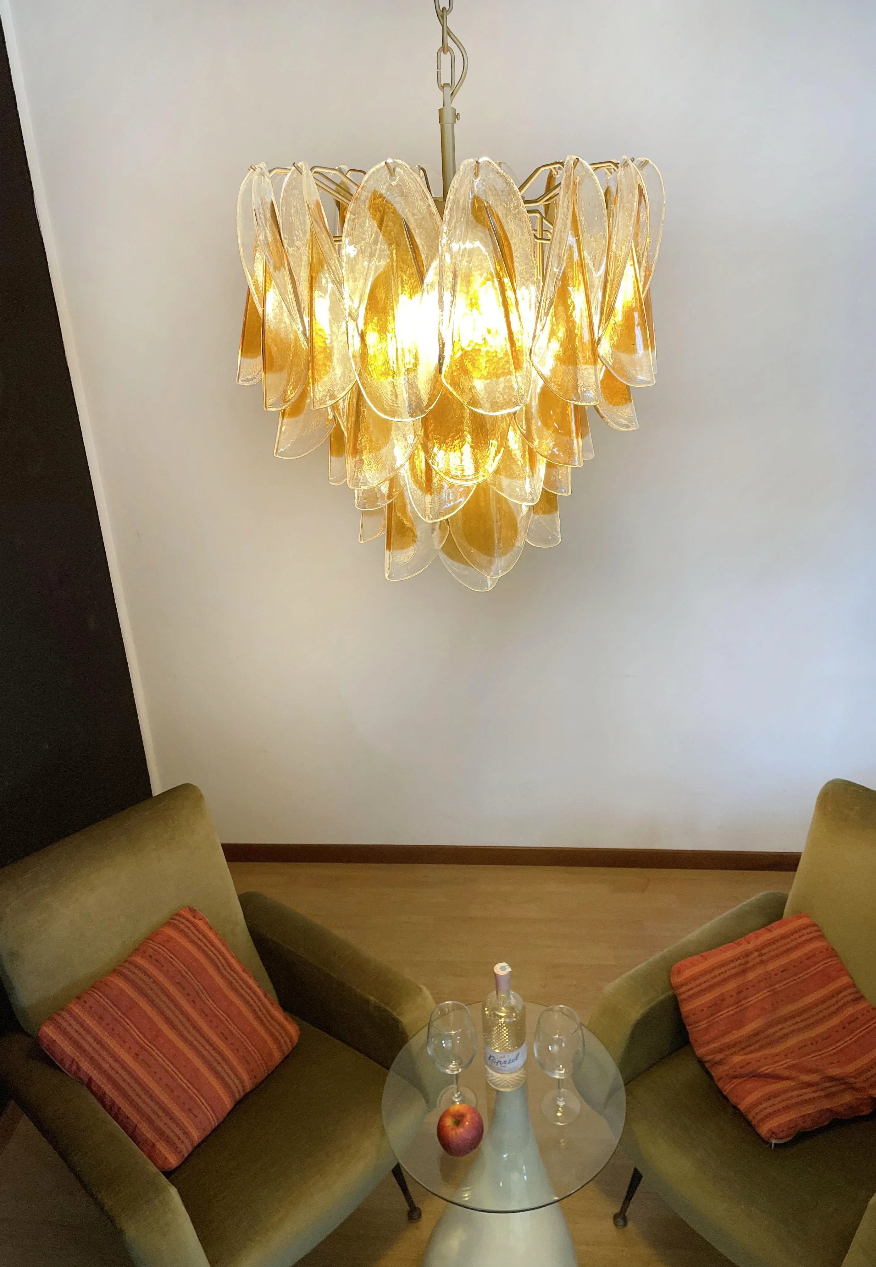 Vintage Murano Swallows Amber Glass Chandelier 21.6"