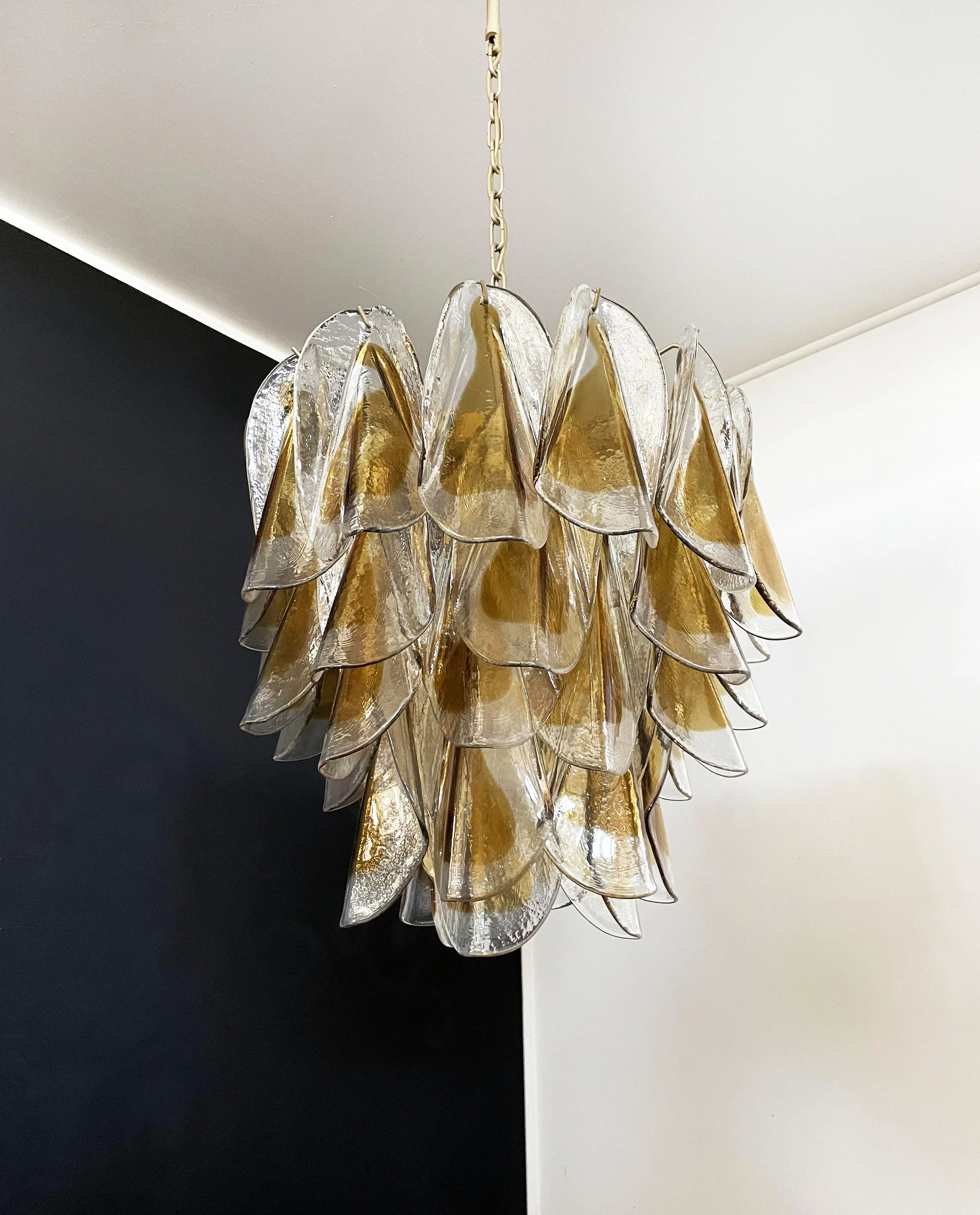 Vintage Murano Swallows Amber Glass Chandelier 21.6"