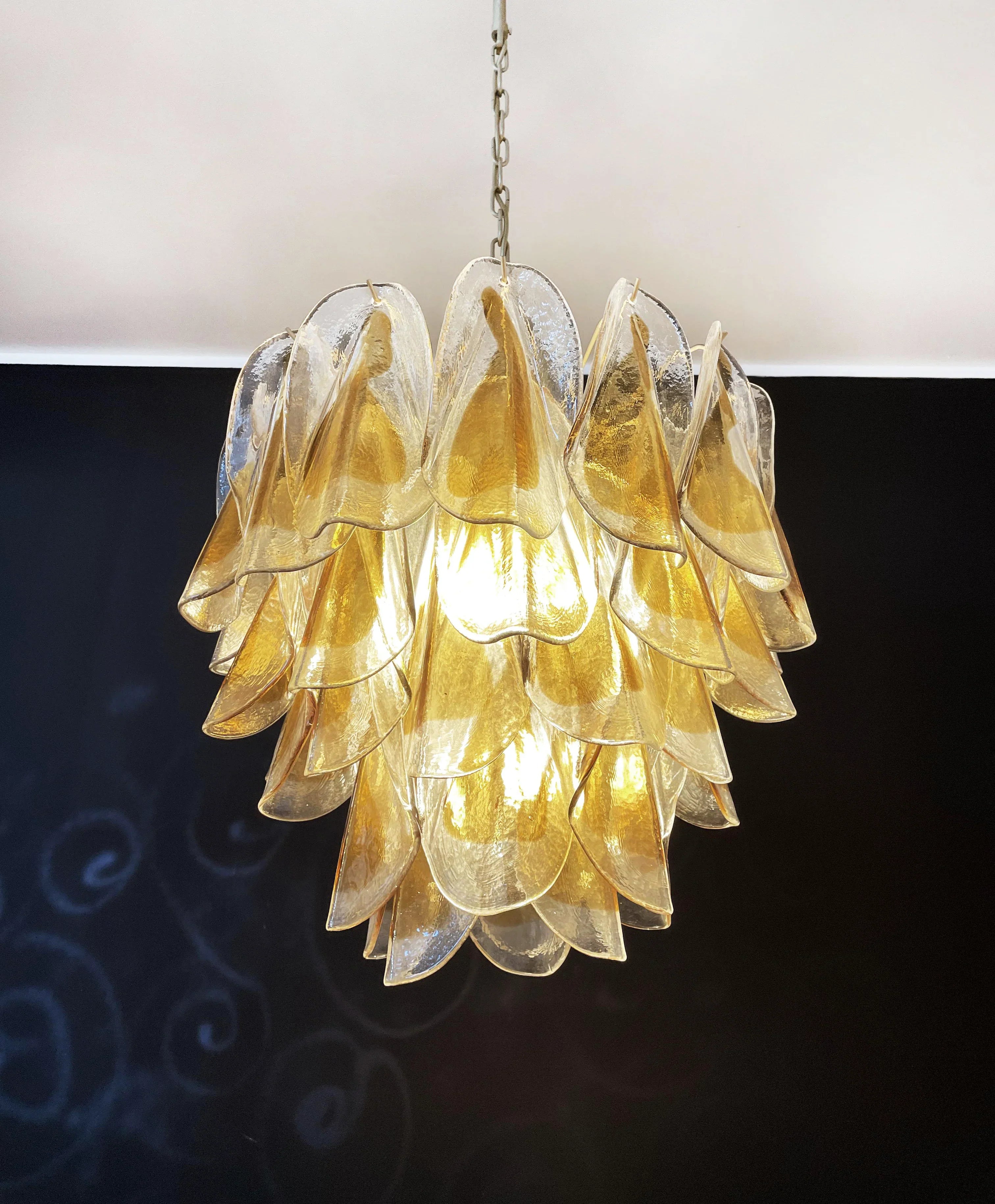 Vintage Murano Swallows Amber Glass Chandelier 21.6"