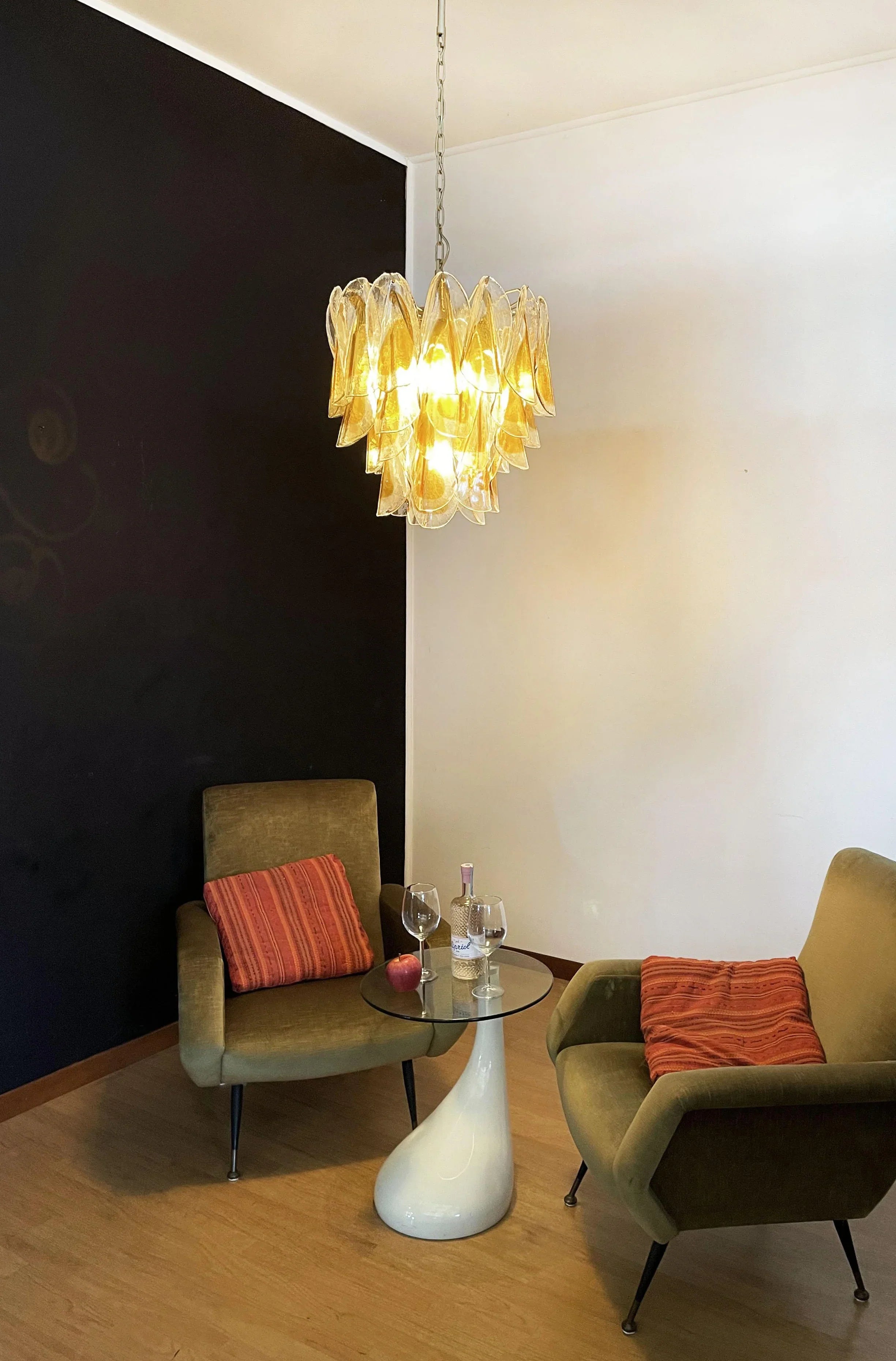 Vintage Murano Swallows Amber Glass Chandelier 21.6"