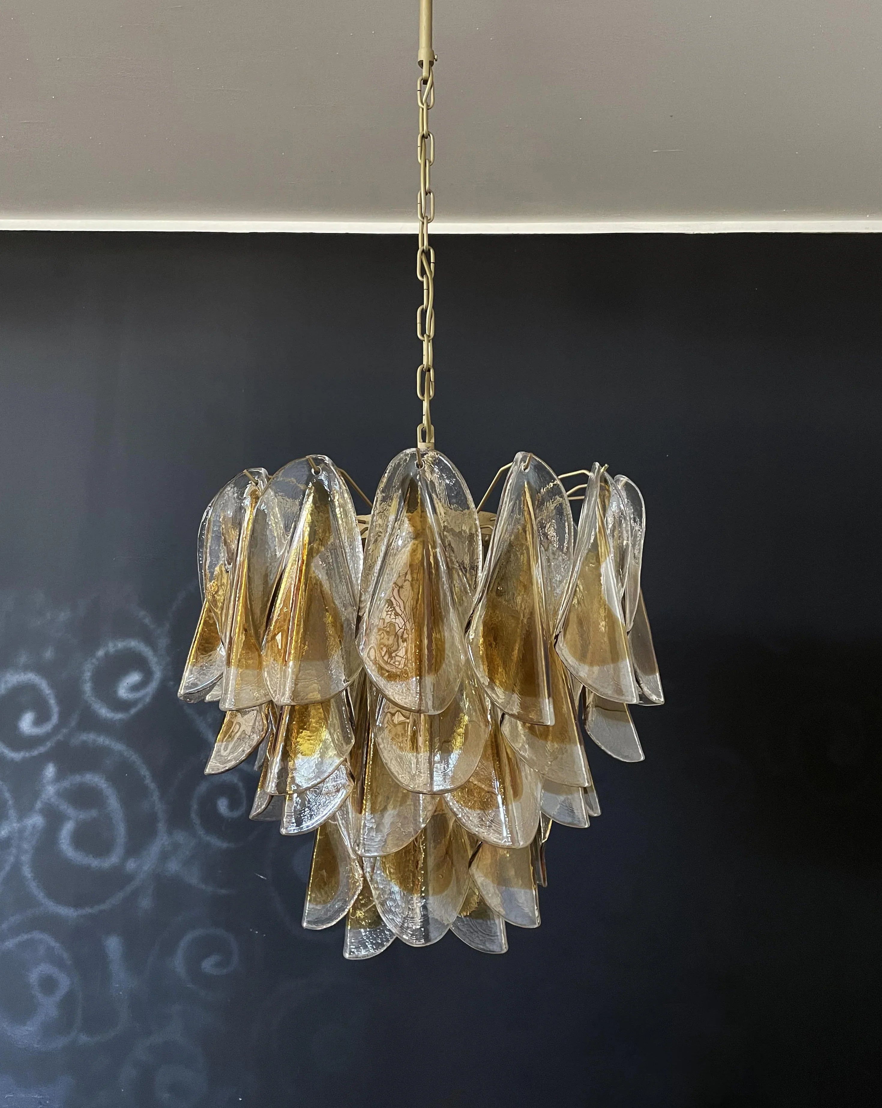 Vintage Murano Swallows Amber Glass Chandelier 21.6"