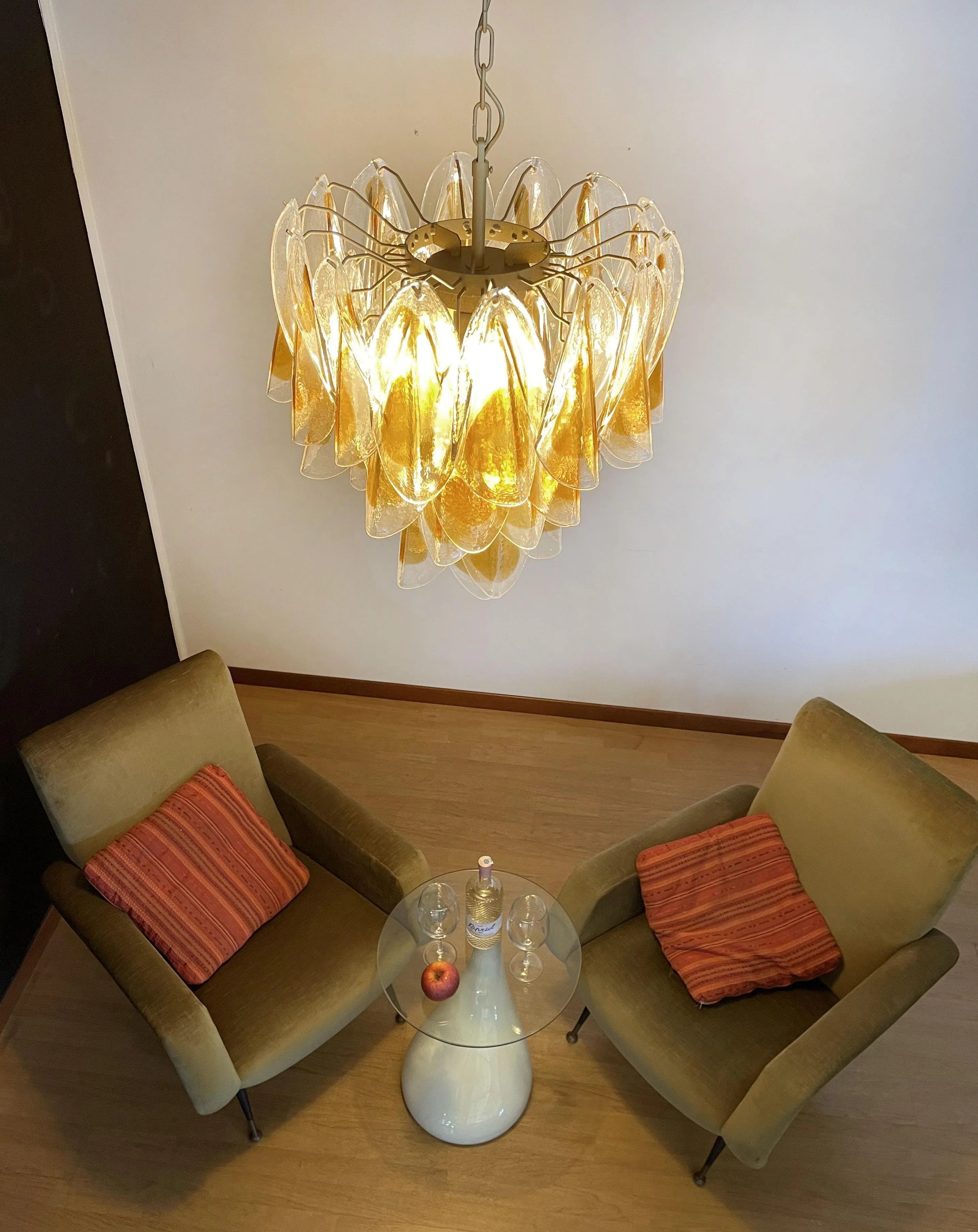 Vintage Murano Swallows Amber Glass Chandelier 21.6"