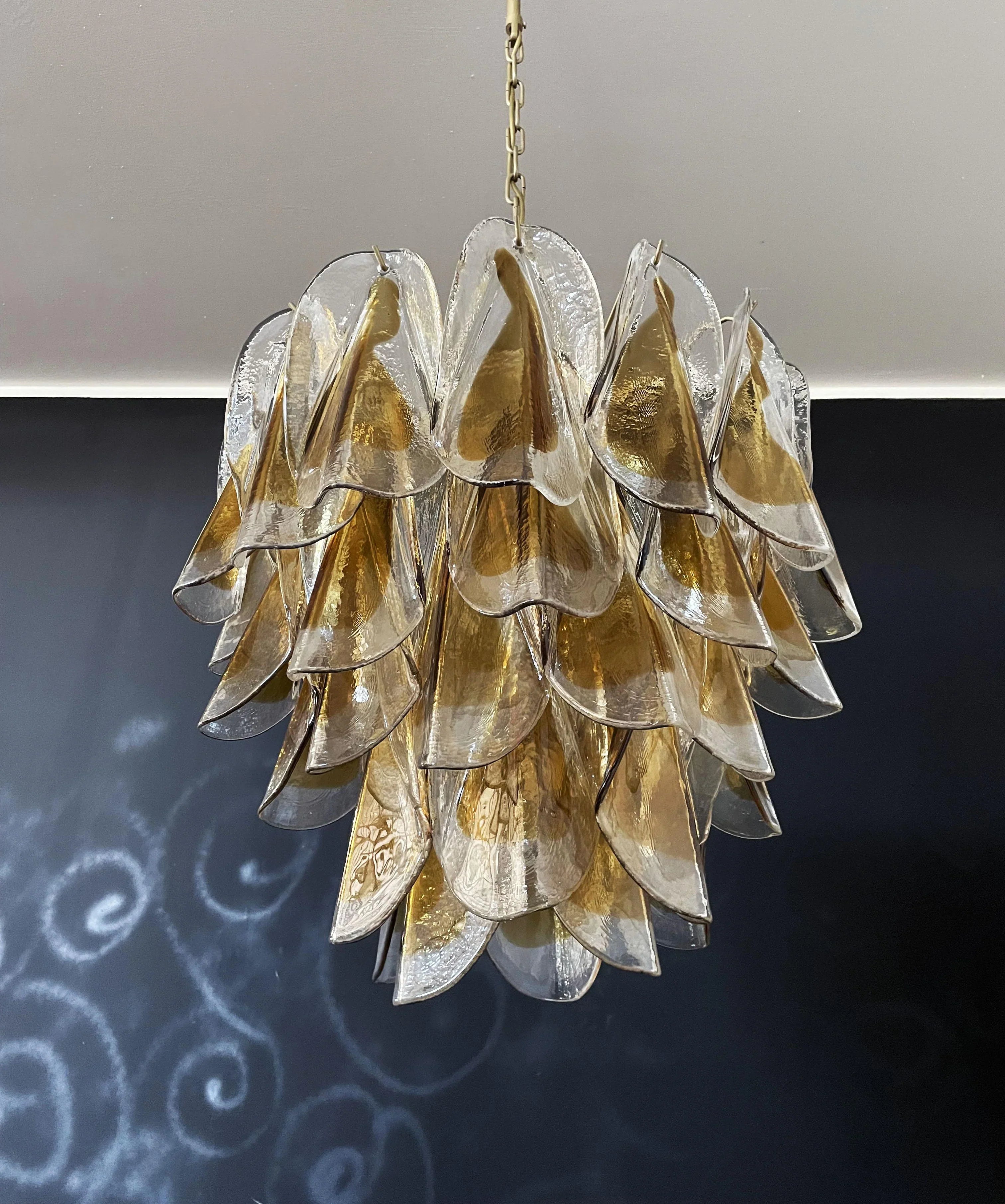 Vintage Murano Swallows Amber Glass Chandelier 21.6"